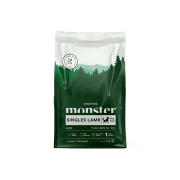 Monster Grain Free Adult Singles Lamb -  Gabonamentes bárányos táp felnőtt kutyáknak 12kg