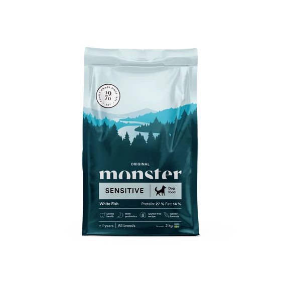 Monster Original Sensitive White Fish - Fehér halas táp érzékeny felnőtt kutyáknak 2kg