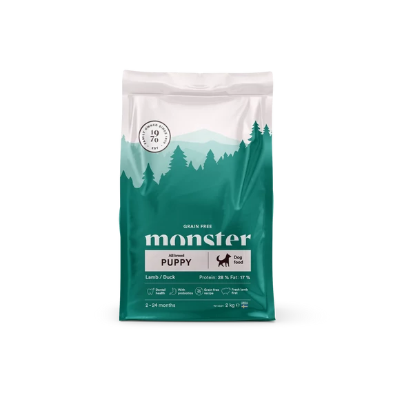 Monster Grain Free Puppy All Breed - Gabonamentes bárányos & kacsás táp kölyökkutyáknak 2kg