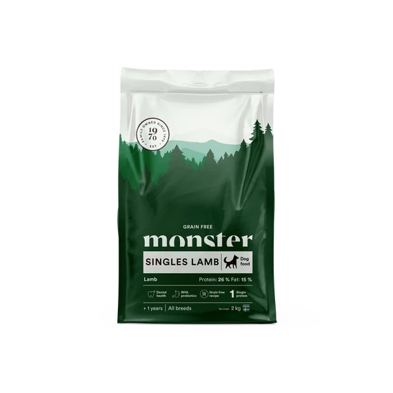 Monster Grain Free Adult Singles Lamb -  Gabonamentes bárányos táp felnőtt kutyáknak 12kg