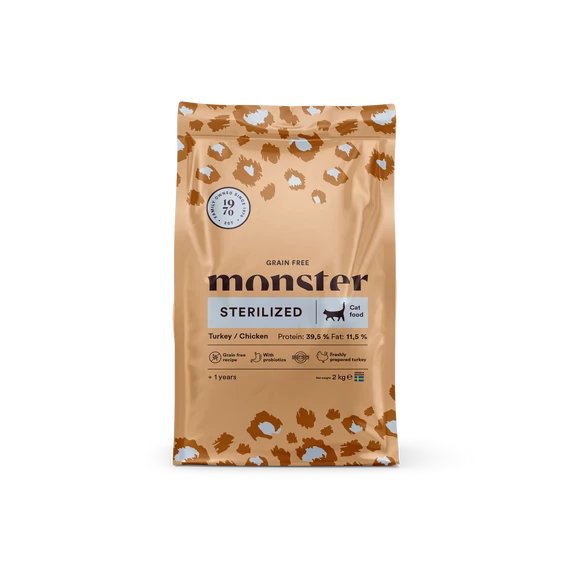 Monster Cat Grain Free Sterilized - Gabonamentes Száraztáp Ivartalanított macskáknak 2kg