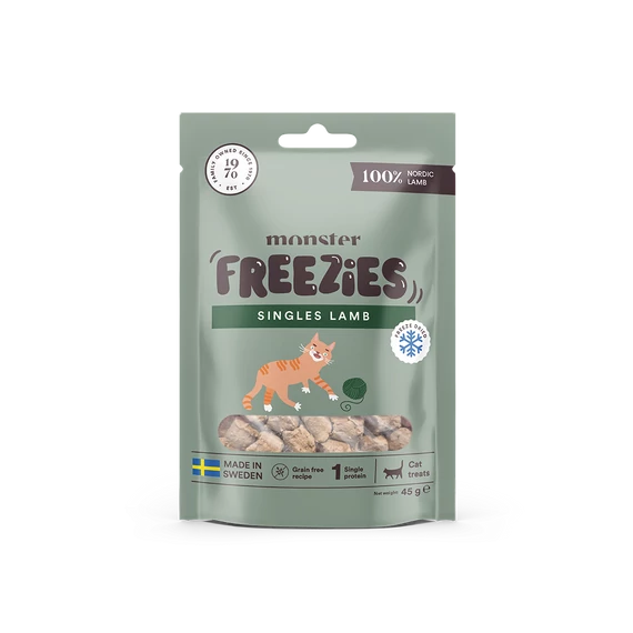 Monster Cat Freeze Dried Treats Singles Lamb - Fagyasztva Szárított Bárány jutalomfalat Macskáknak 45g