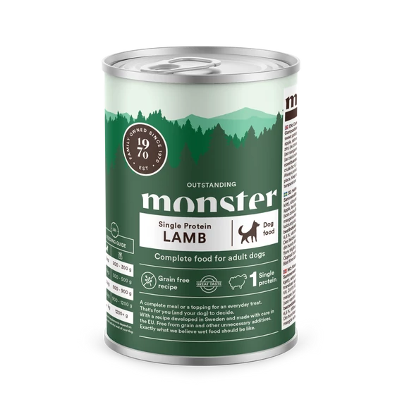 Monster Single Protein Lamb – Gabonamentes konzerv báránnyal 400g 