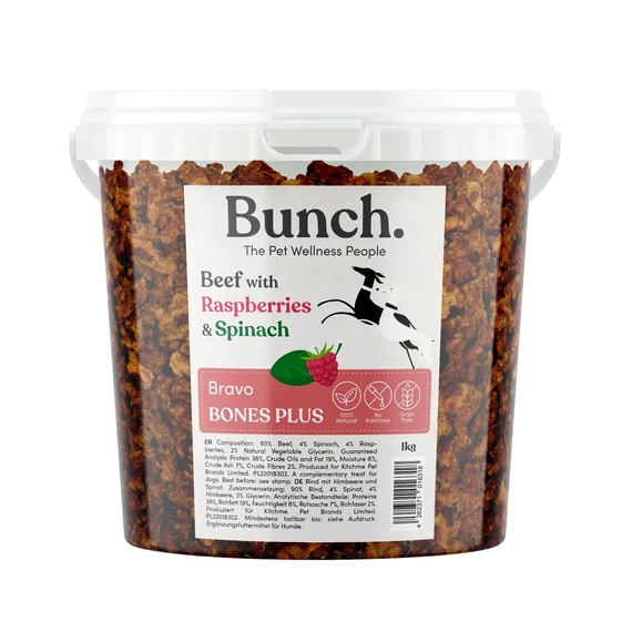 Bunch Mini Marha Tréningcsontok Málnával és Spenóttal – 1kg